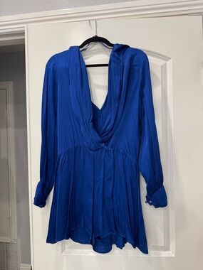Royal Blue Long Sleeve V-Neck romper